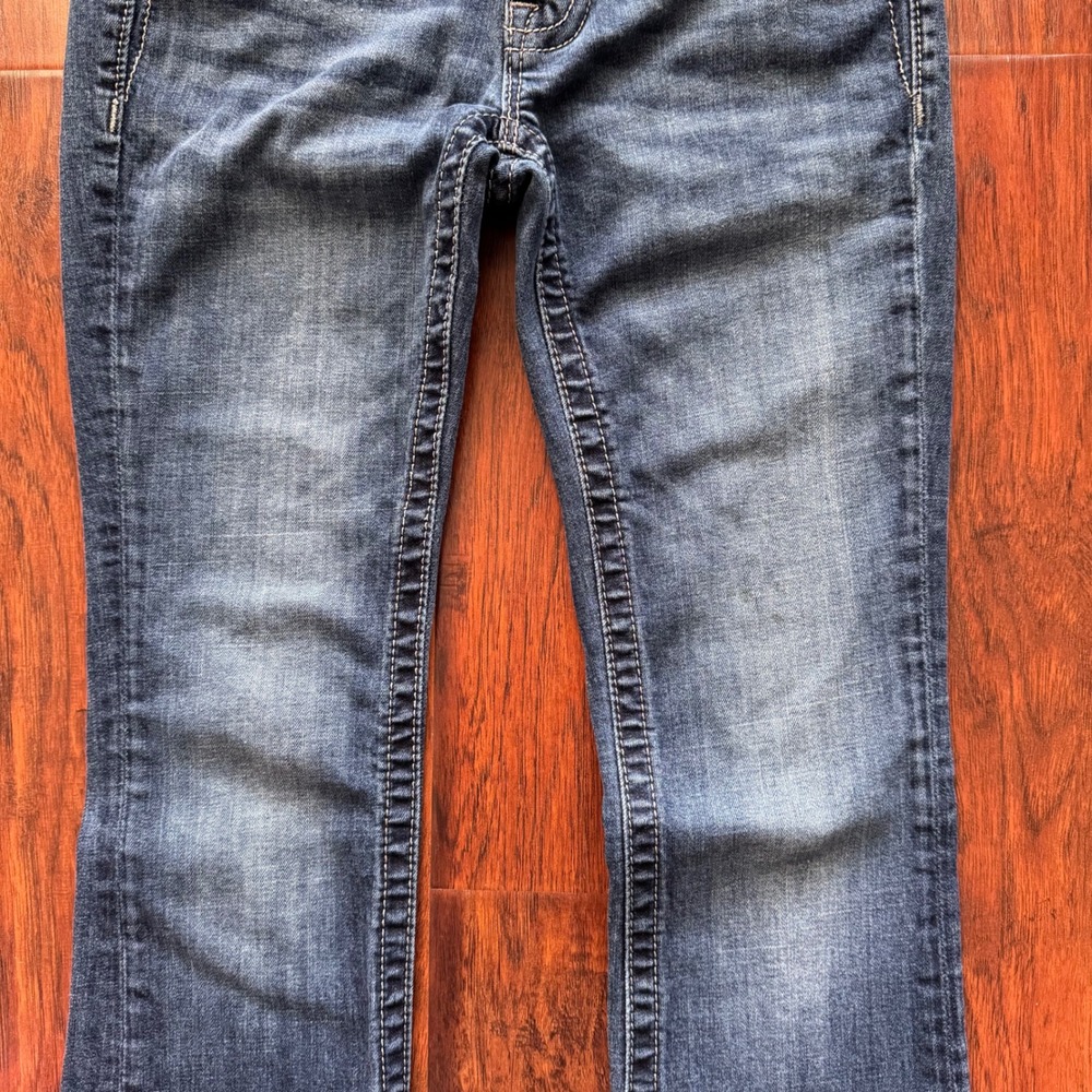 Miss Me Signature Bootcut Jeans Womens 27 Sequin Studded Rhinestone Y2K Low Rise - Picture 6 of 16